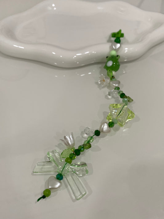 Green Frog Beaded Keychain | Bag Charm