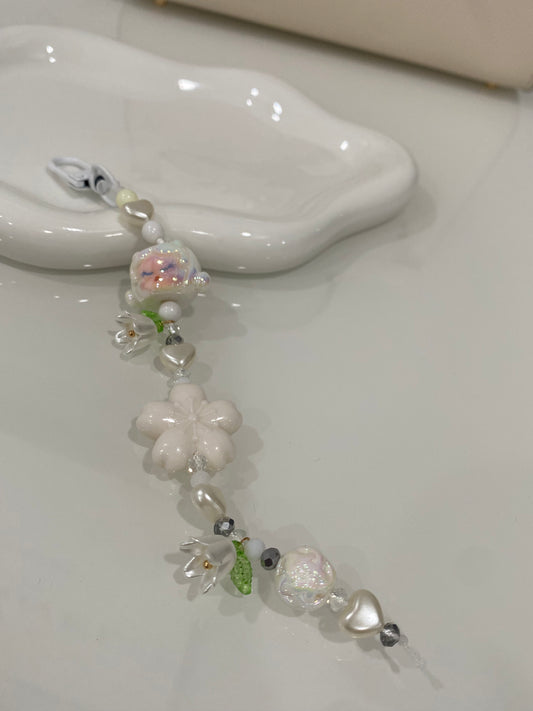 Space Flower Girl Beaded Keychain | Bag Charm