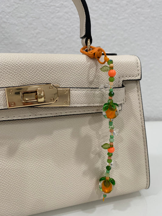 Tangerine Beaded Keychain | Bag Charm