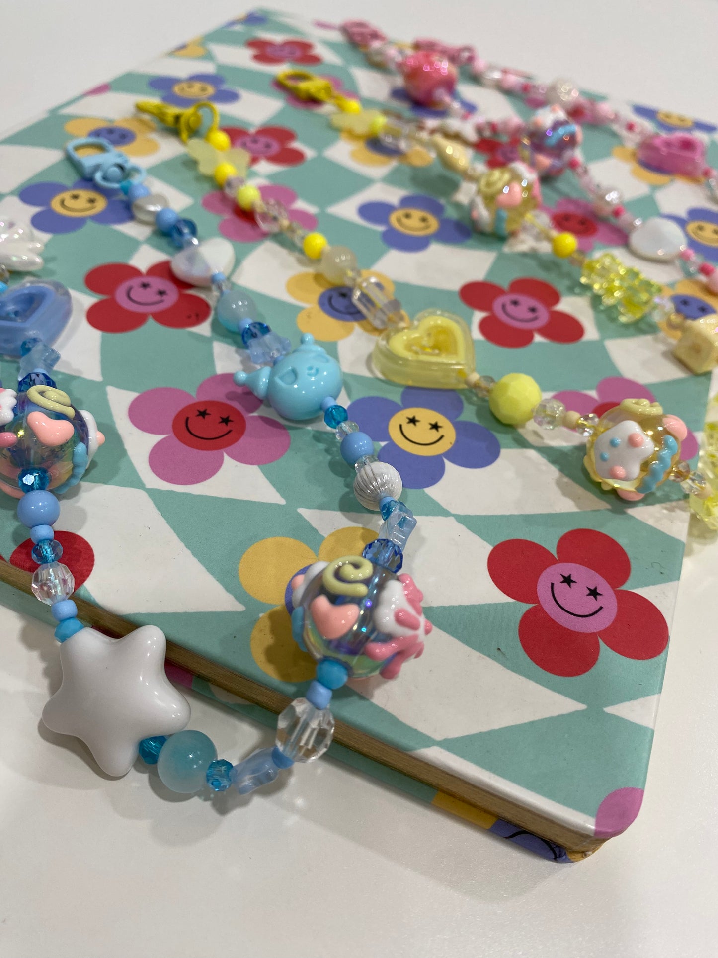 Light Blue & White Beaded Purse Charm | Bag Charm