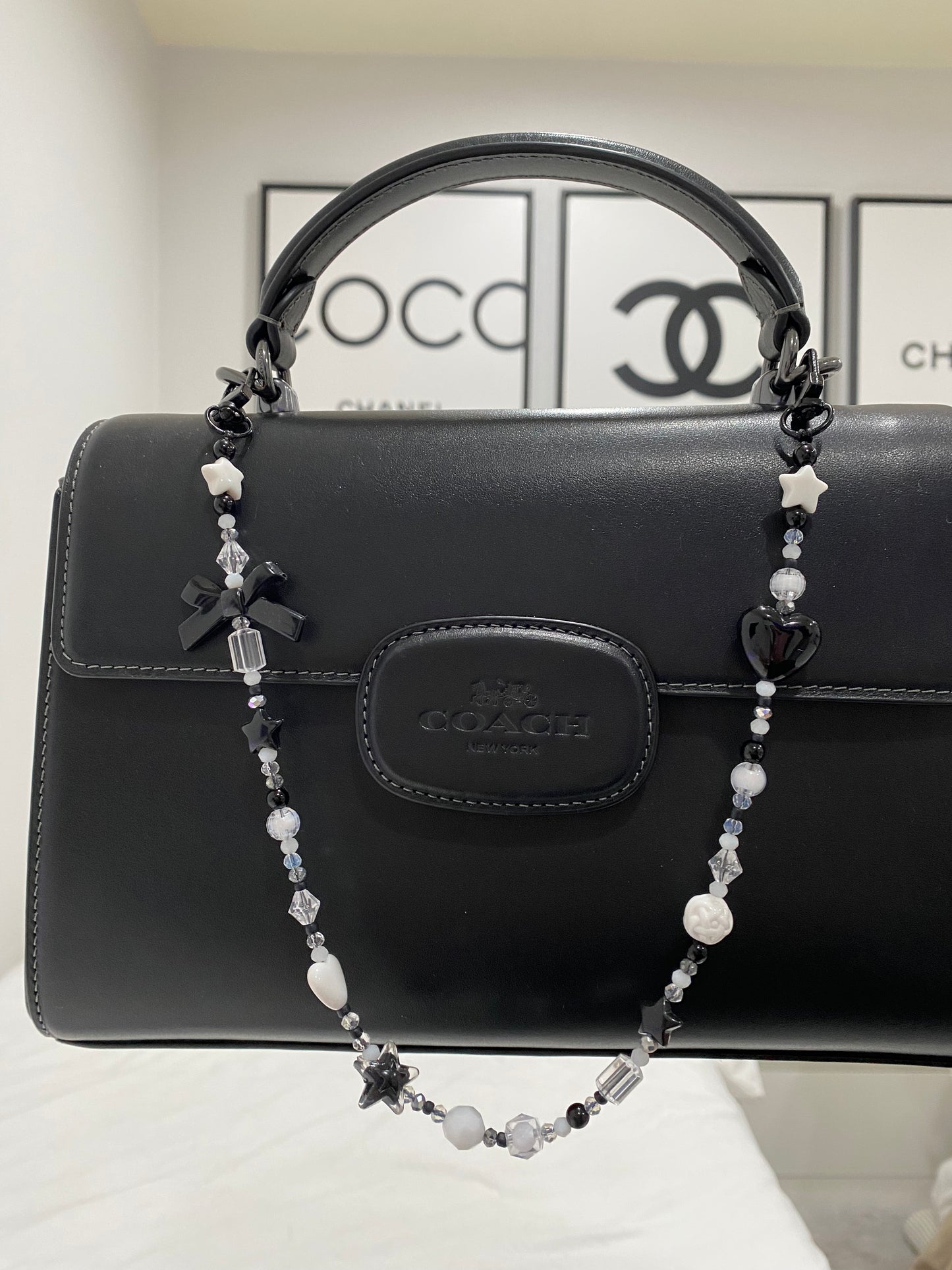 Black & White Beaded Purse Charm | Bag Charm