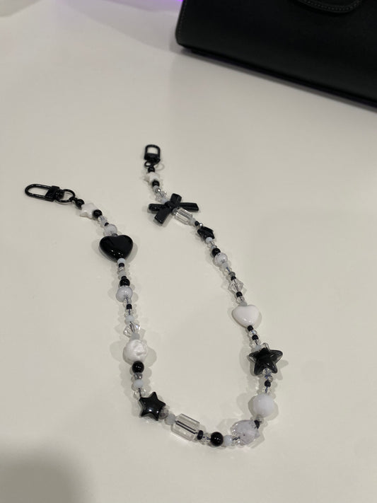 Black & White Beaded Purse Charm | Bag Charm