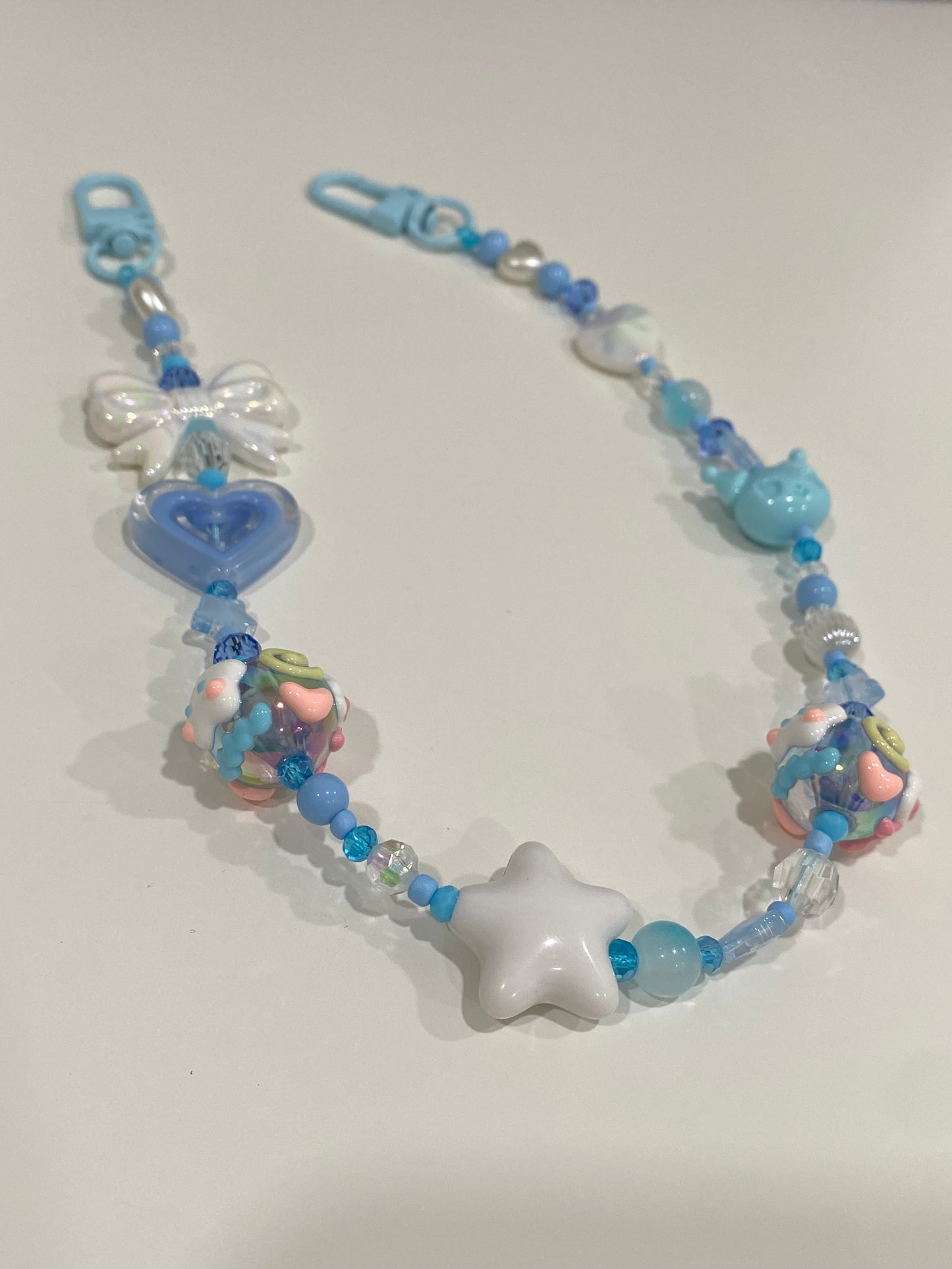 Light Blue & White Beaded Purse Charm | Bag Charm