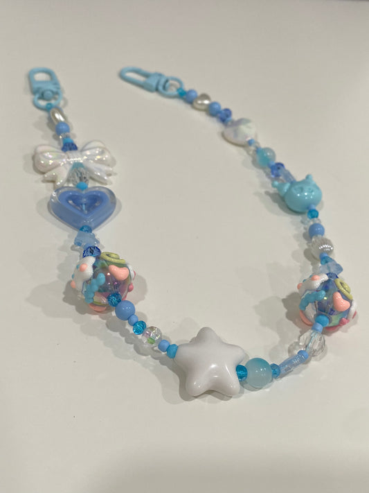 Light Blue & White Beaded Purse Charm | Bag Charm