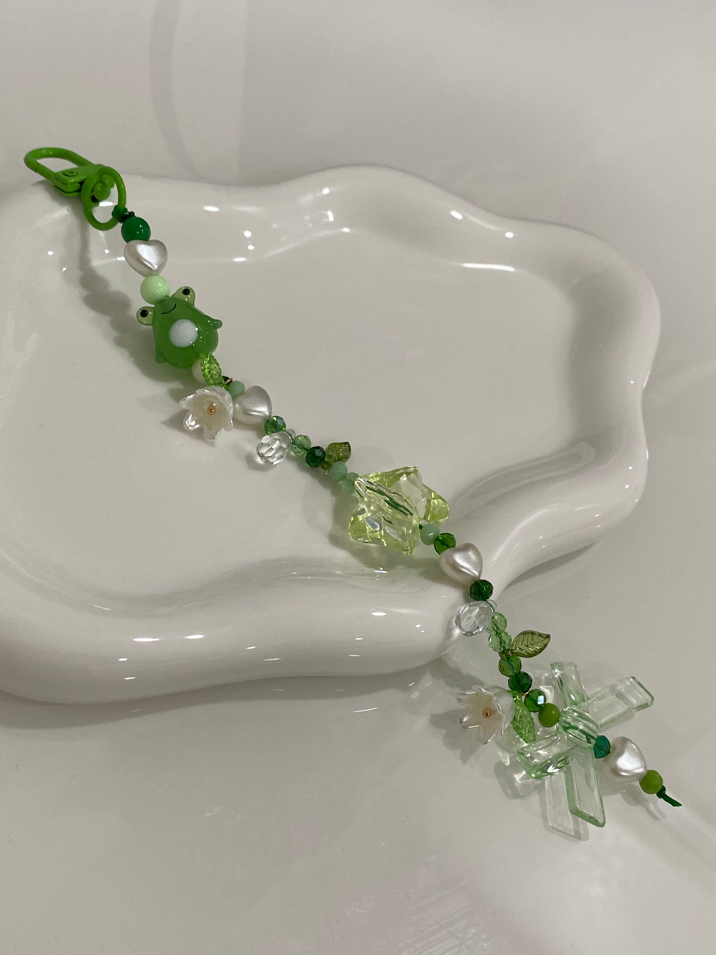 Green Frog Beaded Keychain | Bag Charm