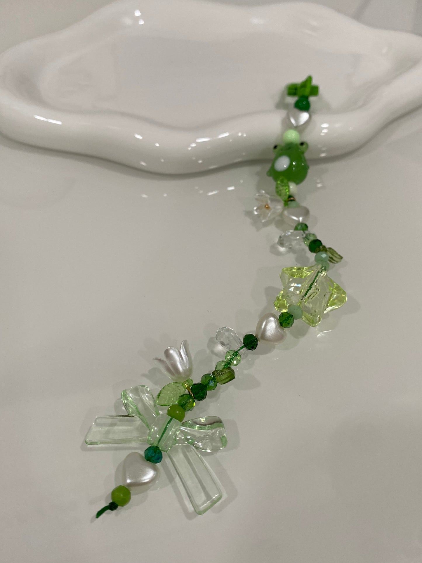 Green Frog Beaded Keychain | Bag Charm