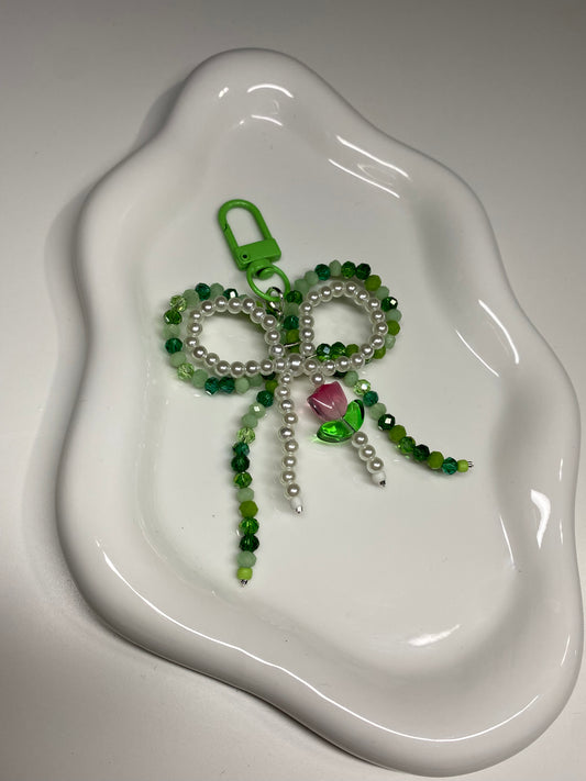 Double Bow Beaded Keychain | Bag Charm