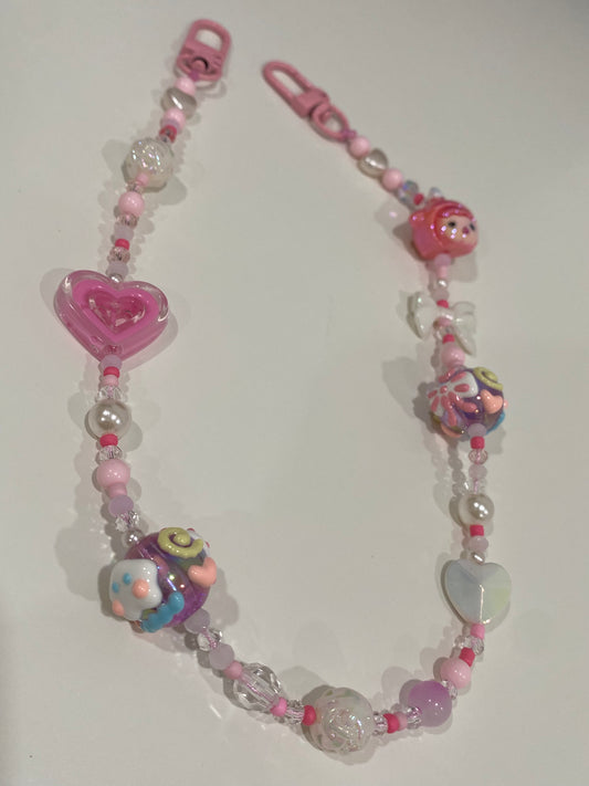 Pink Space Girl Beaded Purse Charm | Bag Charm