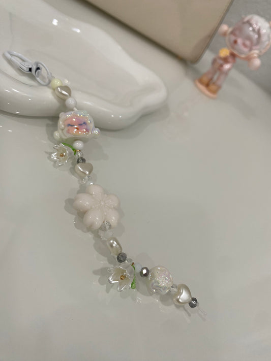 Space Flower Girl Beaded Keychain | Bag Charm