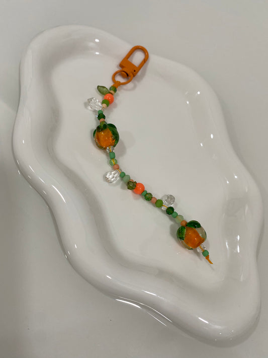 Tangerine Beaded Keychain | Bag Charm