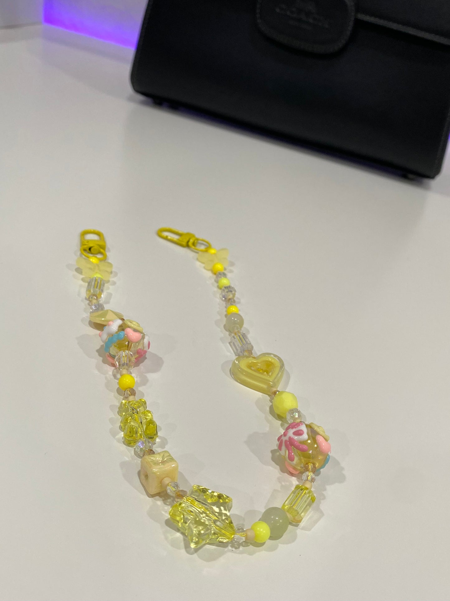 Yellow Beaded Purse Charm | Bag Charm